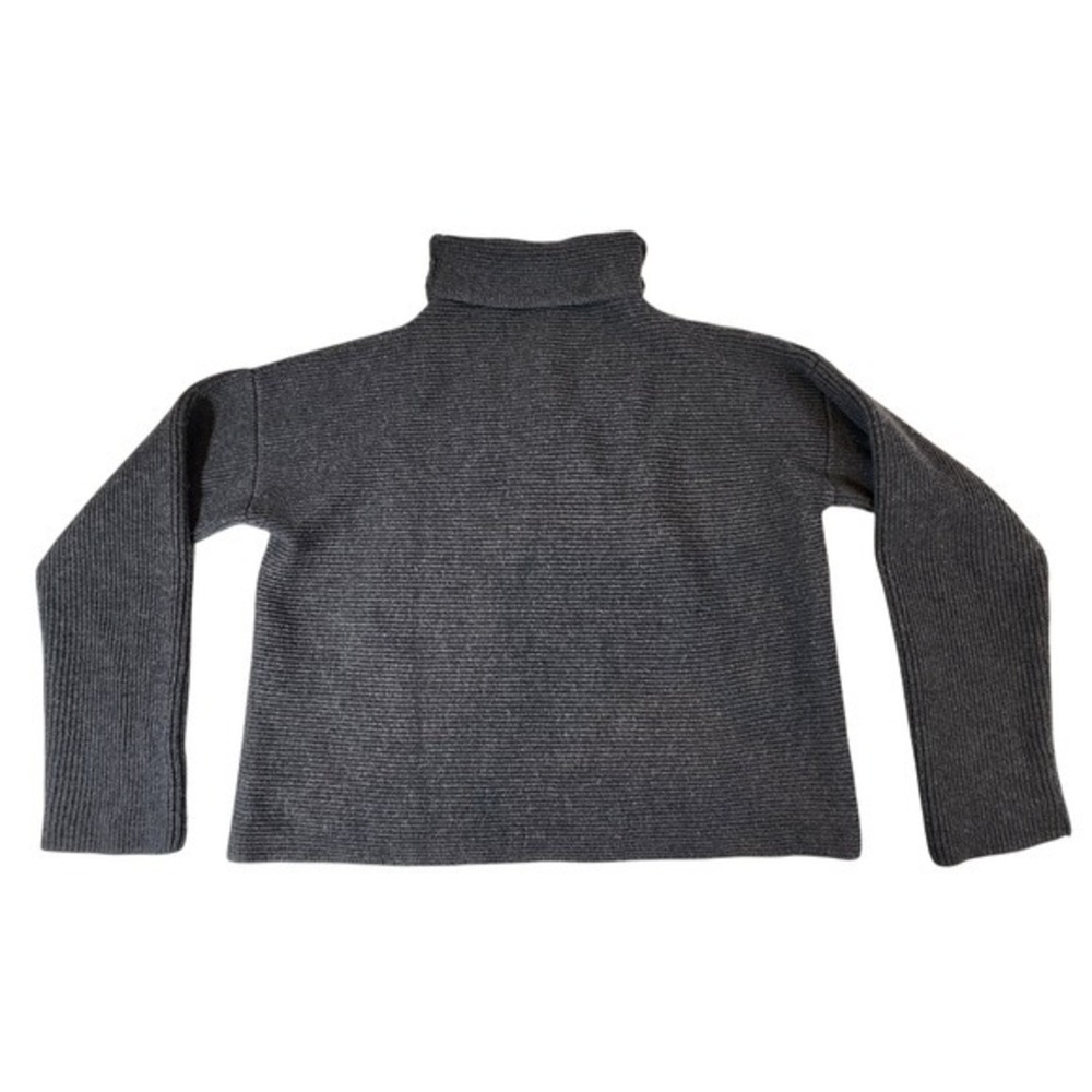 DKNY Essentials Turtleneck Sweater Womens Large Gray Merino Wool Ribbed thick